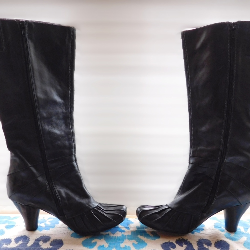 Biviel black leather heeled boots size 37.5